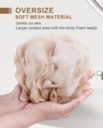 Loofah Sponge, XL Large Loofah 75g 4 Pack, Bath Sponge Soft Mesh Shower, Body Scrubber, Loofah for Men, Bath Accessories Body wash Foaming (Beige) - Image 3