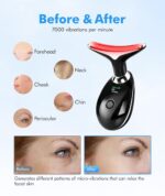 Red-Light-Therapy-for-Face-and-Neck, 7 Color Face Massager Tool for Wrinkles, Double Chin, Vibrating Facial Massager with Thermals for Skin Care, Glossy Black - Image 4