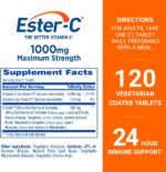 Ester-C Vitamin C 1000 mg Coated Tablets, Immune System Booster, Stomach-Friendly Supplement, 120 Count - Image 3