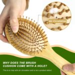 MRD Hair brush, Natural Bamboo Paddle Detangling Hairbrush, Massage Scalp Thick/Thin/Curly/Dry Hair For Women & Men - Image 3