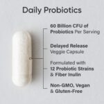 Sports Research Daily Probiotics with Prebiotics, 60 Billion CFU - Vegan Capsules for Gut Health & Digestive Support, Probiotics for Women & Men - Non-GMO Verified & Gluten Free - 30 Count - Image 3