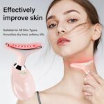 Neck&Face Massager with 7 Colors-Multi-Functional Skincare Tool,Home Beauty Device for Wrinkles&Relaxation (Warm Pink) - Image 3