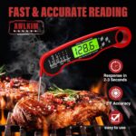 Meat Thermometer Digital - Instant Read Waterproof Food Thermometer with Backlight for Cooking, Grill, Candy, Kitchen & Stocking Stuffers for Men - Red - Image 3