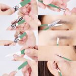 Manicure Set 10 in 1 Stainless Steel, Nail Clippers Scissors Pedicure Tools Kit - Portable Travel Grooming Kit for Men and Women with Leather Case (Jade Green) - Image 5