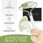 Jade Roller and Gua Sha Set - 100% Natural Jade Stone Face Roller, Dual Sided Massage Roller Stimulates Blood Flow, Relieves Stress, Reduces Signs of Aging, Travel Pouch Included, Gift Box - Image 5