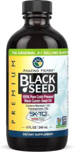 Amazing Herbs Premium Liquid Black Seed Oil - Cold Pressed with Nigella & Sativa, Aids in Digestive Health, Omegas 3 6 & 9, Immune Support, Brain Function, Non GMO, for Men and Women - 8 Fl Oz - Image 2