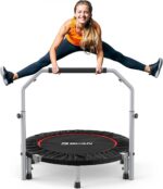BCAN 40/48" Foldable Mini Trampoline Max Load 330lbs/440lbs, Fitness Rebounder with Adjustable Foam Handle, Exercise Trampoline for Adults Indoor/Garden Workout - Image 2