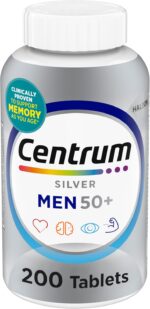 Centrum Silver Men's 50+ Multivitamin with Vitamin D3, B-Vitamins, Zinc for Memory and Cognition - 200 Tablets - Image 2
