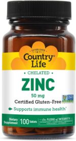 Country Life Chelated Zinc 50 mg - Certified Gluten-Free & Vegan Immune Support Supplement, Enhances Zinc Absorption, Supports Body’s Protein Production & Cellular Health, 100 Vegetarian Tablets - Image 2