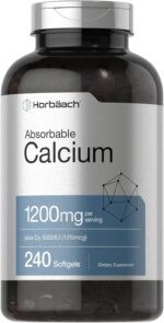 Horbäach Calcium 1200 mg with Vitamin D3 | 240 Softgels | 5000 IU Vitamin D3 | Absorbable Calcium Supplement for Women and Men | Non-GMO, Gluten Free - Image 2