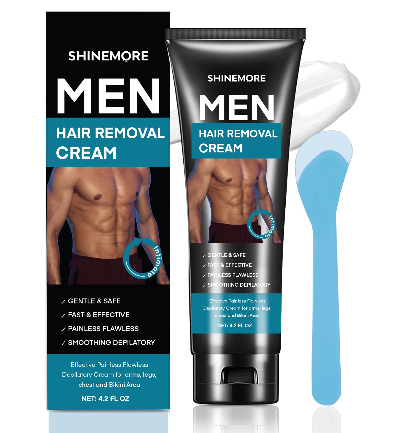 Intimate Hair Removal Cream for Men: Effective Painless Flawless Soothing Depilatory Cream for arms legs chest and Pubic Area - Suitable for All Skin Types 4.2 OZ - Image 2