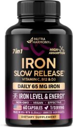 Iron Supplement for Women - Iron 65mg (Ferrous Sulfate 325mg) - Stomach Friendly | Slow Release Iron | High Absorption - Vitamins C, D3, B6, B12 & Folate - Iron Level & Energy Support - 60 Capsules - Image 2
