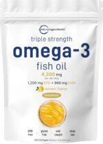 Micro Ingredients Triple Strength Omega 3 Fish Oil Supplements 4200mg Per Serving, 240 Softgels – Lemon Flavored – Burpless | EPA 1200mg + DHA 900mg | Deep Sea Fish - Image 2