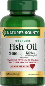 Nature's Bounty Odorless Fish Oil, 1200mg Omega-3 per Serving Including EPA & DHA, Supports Heart Health, Purified to Eliminate Mercury, Coated Softgels, Gluten Free, No Shellfish, 90 Ct - Image 2