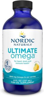 Nordic Naturals Ultimate Omega Liquid, Lemon Flavor - 8 oz - 2840 mg Omega-3 - High-Potency Fish Oil Supplement with EPA & DHA - Promotes Brain & Heart Health - Non-GMO - 48 Servings - Image 2