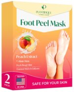 PLANTIFIQUE Foot Peeling Mask 2 Pack | Dermatologically Tested Repairs Heels & Removes Dry Dead Skin for Baby Soft Feet | Exfoliating Foot Peel Mask for Dry Cracked Feet | Peach - Image 2