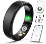 Smart Ring for Women Men, Health Fitness Tracker Ring with Heart Rate/Sleep Tracker/Blood Oxygen/HRV/Stress/Calorie/Steps, IP68 Waterproof for iOS & Android, No APP Fees(Black,12#) - Image 2