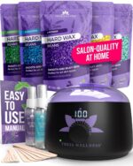 Tress Wellness Waxing Kit for Sensitive Skin, Safe for Face & Skin, Prep & Aftercare Spray, Easy to Use, At-Home Kit for Face, Bikini, Brazilian & Full Body - Digital Display, Black Purple Flower - Image 2
