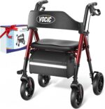 VOCIC Walkers for Seniors, Z21 Rollator Walker with Seat Supports 350lb, 8" Big Wheels for All Terrain, Ergonomic Arc Seat & 6" Ultra Backrest Foldable Walker, Dual Height Adjustment, Lightweight 2025 - Image 2