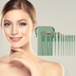 12 Pcs Makeup Brush Set Professional for Eye and Face, Blending Brush for Foundation, Eyeshadow, Concealer, Make up Brushes Pack, Eye Shadow Brush, Gift for Women, Green - Image 2