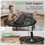 BCAN 450LBS/550LBS Foldable Mini Trampoline, 40"/48" Adult Fitness Trampoline with Durable Bungees, Stable & Quiet Exercise Rebounder,Great Mini Trampoline for Indoor/Garden Workout - Image 4