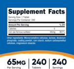 Nutricost Iron (As Ferrous Sulfate) 65mg, 240 Tablets - Non-GMO, Gluten Free - Image 3