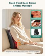 Snailax Back Massager for Back Pain Deep Tissue, Shiatsu Lower Back Neck Massager with Heat, 3D Kneading Massage Pillow for Neck Shoulder Legs, Gifts for Mom, Dad, Women - Image 3