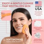 IMPRESA Face Scrubber Exfoliator Sponges - Regular Puff - Natural Medical-Grade Foam - 10 Pack Reusable Exfoliating Pads - Deep Cleanse & Dead Skin Removal - Normal to Oily Skin - Image 4