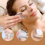 Stainless Steel Gua Sha Facial Tools Guasha for Face Metal Gua Sha Tighten Skin Massage Guasha Beauty Tool for Body Eyes Neck Massager with Travel Pouch Skin Care Gifts (Silver) - Image 4