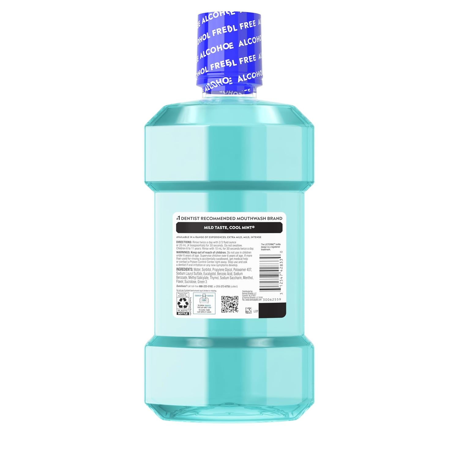 Listerine Cool Mint Alcohol-Free Mild Mouthwash, Oral Rinse Kills 99.9% of Germs That Cause Bad Breath, Less Intense Taste, Mild Mint Flavor, 1 L - Image 10
