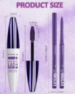 Blue Mascara and Eyeliner Set, 5D Waterproof Mascara Volume and Length Natural Lengthening Curling, Smudge Proof Blue Eyeliner Pencil, Natural Eye Makeup Kit for Women, Christmas Set-02 - Image 8
