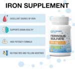 Puregen Labs Ferrous Sulfate 325 mg (65 mg Elemental Iron) High Potency Iron Supplement | No Artificial Color Additives - 200 Tablets - Image 5