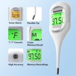 Boncare 9 Seconds Basal Body Thermometer for Ovulation, Oral Thermometer for Adults and Kids - Accurate Rectal Thermometer, with Fever Alarm and Large Display (Rice-White) - Image 7