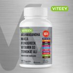 Viteey Ashwagandha Maca Fenugreek Supplement with Tongkat Ali – Drive, Passion & Energy Support for Men & Women – Mood, Calm & Stress Support - 60 Capsules - Image 3
