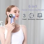 6-in-1 Facial Cleansing Brush Electric Face Scrubber – 3-Speed Waterproof Spin Brush with 6 Replacement Heads, Rechargeable Deep Pore Cleanser for Dry, Oily & Sensitive Skin (Purple) - Image 3