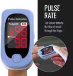 HealthSmart Pulse Oximeter for Fingertip, Displays Blood Oxygen Saturation & Pulse Rate, Accurate & Reliable, Batteries & Lanyard Included - Image 3