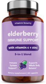 Vitamin Bounty Elderberry Immune Support - with Zinc, Vitamin C & Echinacea, Advanced 5-in-1 Blend, Powerful Antioxidant, Supports Whole Body Balance, Non-GMO - 60 Capsules, 2 Pack - Image 5