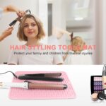 AMIJEAL Oversize Silicone Heat Resistant Mat for Hair Tools, Curling Iron Mat, Hot Tools Holder, Portable Flat Iron Hair Straightener Pad Cover for Travel Vanity Salon(14.2" x 11.0") - Image 3