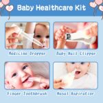 Baby Healthcare and Grooming Kit, 14 in 1 Baby Safety Set Newborn Nursery Health Care Set with Hair Brush Scale Nail Clippers for Baby Girls Boys (14 Kits Grey White) - Image 5