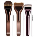 3PCS Foundation Brush Set, Flat, Tongue & Crescent Shape Makeup Brushes for Liquid, Powder, Cream - Soft Bristles, Wide Ultra-Thin Head for Flawless Smooth Makeup Application(Coffee) - Image 4