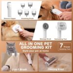 Dog Grooming Vacuum Kit - 3L Vacuum with 7 Tools, Low Noise Electric Clipper and Brush for Pet Shedding at Home, White - Image 5