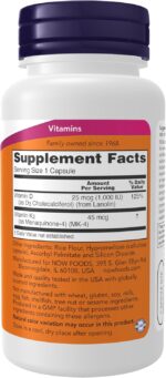 NOW Supplements, Vitamin D-3 & K-2, 1,000 IU/45 mcg,Plus Cardiovascular Support*, Supports Bone Health*, 120 veg Capsules - Image 3