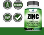 American Standard Supplements Zinc 100mg, Vitamin C 1000mg, and Vitamin D3 5000 IU (125mcg) Per Serving - Gluten Free, Non-GMO, 120 Capsules, 60 Servings - Image 6