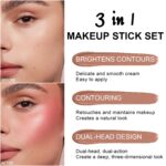 6 Colors Cream Contour Stick Makeup Kit,Shades with Highlighter,Blush,Bronzer Contour Stick for Sculpt the Cheeks,Long Lasting,Waterproof,Matte & Dewy Finish for Woman (SET A) - Image 4