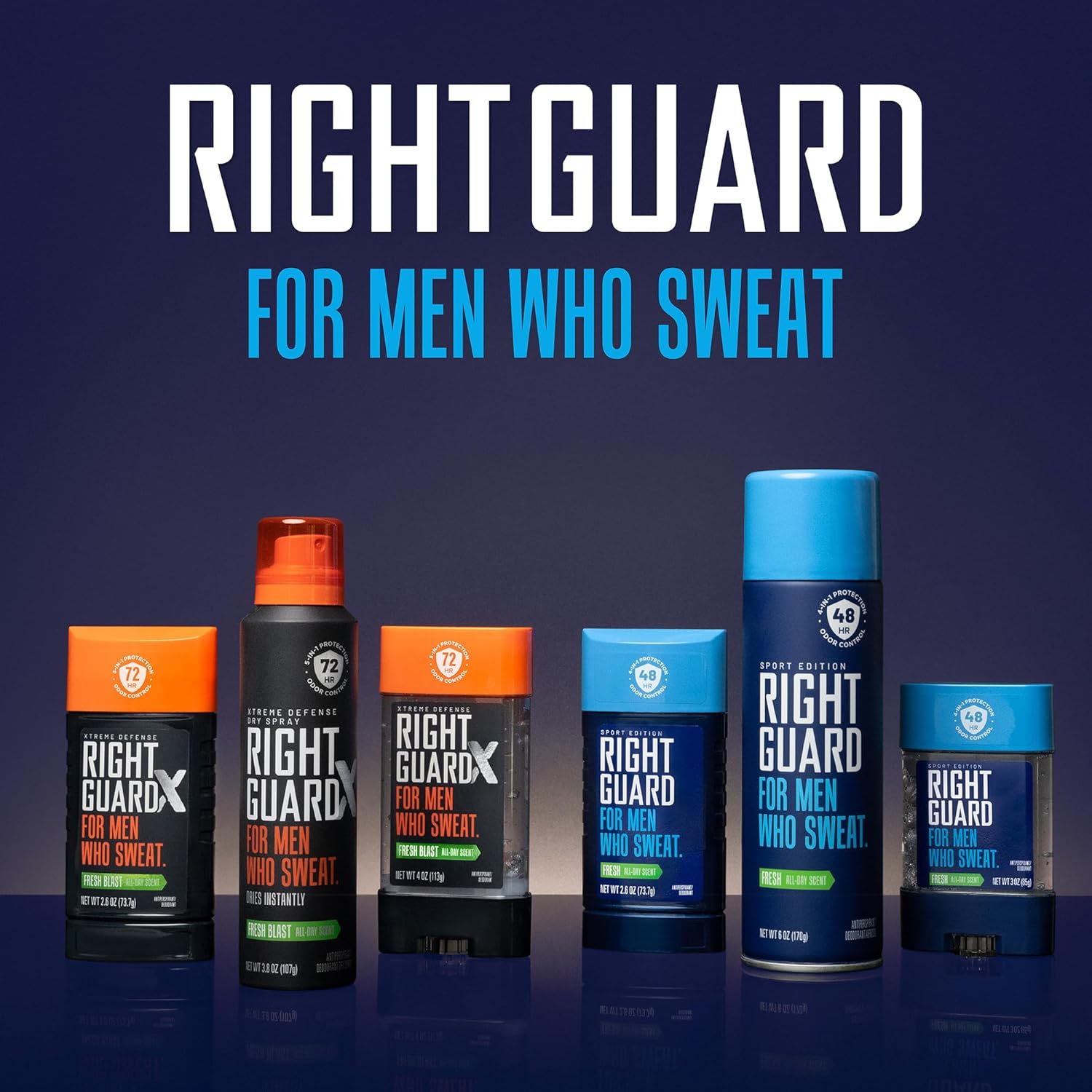 Right Guard Sport Fresh Scent Antiperspirant & Deodorant Invisible Solid - 4-in-1 Deodorant For Men, Blocks Sweat, 48-Hour Odor Protection, Quick-Drying, & Long-Lasting, 2.6 oz (6 Pack) - Image 4