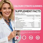 1200mg Calcium Citrate Gummies with Vitamin D3 for Women & Men, Sugar Free Chewable Calcium Supplements, Support Bone, Muscle & Immune, Strawberry Flavor - Image 7