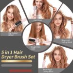 High-Speed 5 in 1 Hair Styler with Auto Curling Iron, Straightener & Volumizing Hot Air Brush |Fast Drying Ionic Blowout, No Heat Damage | Travel & Home Styling Tool (Pink) - Image 3