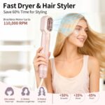 High-Speed 5 in 1 Hair Styler with Auto Curling Iron, Straightener & Volumizing Hot Air Brush |Fast Drying Ionic Blowout, No Heat Damage | Travel & Home Styling Tool (Pink) - Image 4
