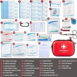 Mini First Aid Kit - 120 Piece Small Waterproof Hard Shell Medical Kit for Car, Home, Office, Travel, Camping, Sports, Outdoor, School - Emergency First Aid Supplies and Survival Kit (Red) - Image 4