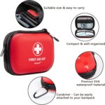 Mini First Aid Kit - 120 Piece Small Waterproof Hard Shell Medical Kit for Car, Home, Office, Travel, Camping, Sports, Outdoor, School - Emergency First Aid Supplies and Survival Kit (Red) - Image 5